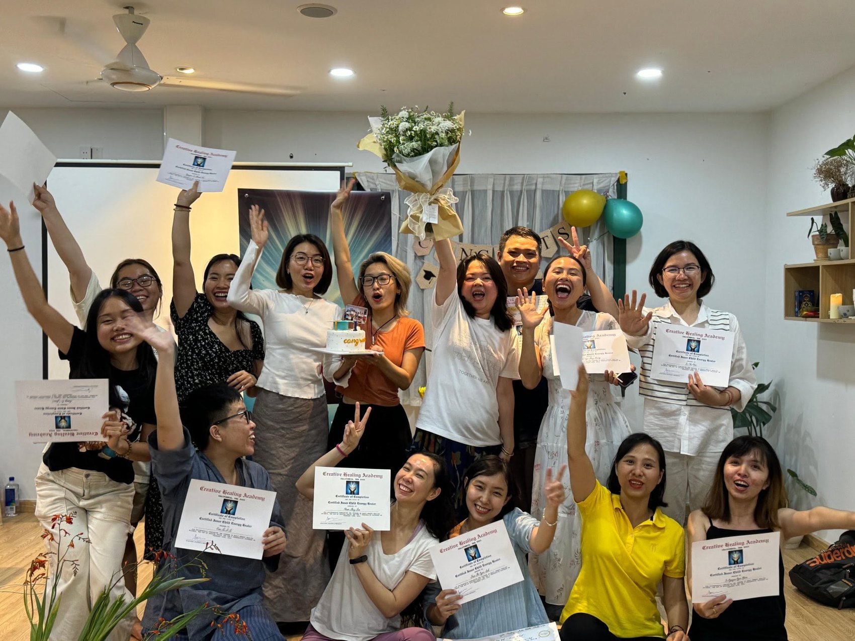 Creative Healing Academy community gathered together, celebrating learning and connection